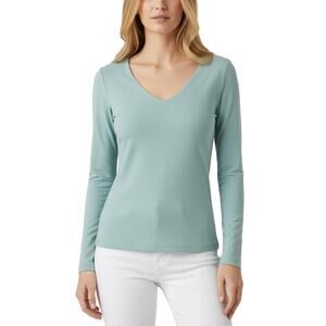 Susana Monaco Breathe Blue V-Neck Long Sleeve Top Pullover NWT Size Small